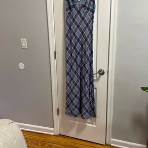 100% Silk Marc Jacobs Blue and White Plaid Maxi Dress